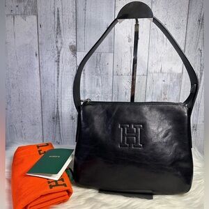 HIROFU leather shoulder bag in black